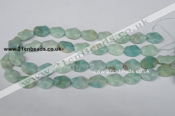 CTW301 15.5 inches 15*20mm wavy oval amazonite gemstone beads