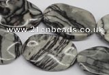 CTW305 15.5 inches 20*30mm wavy oval black water jasper beads