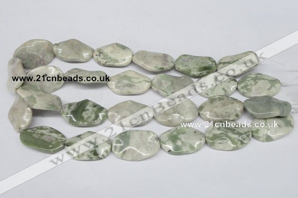 CTW307 15.5 inches 20*30mm wavy oval peace stone beads