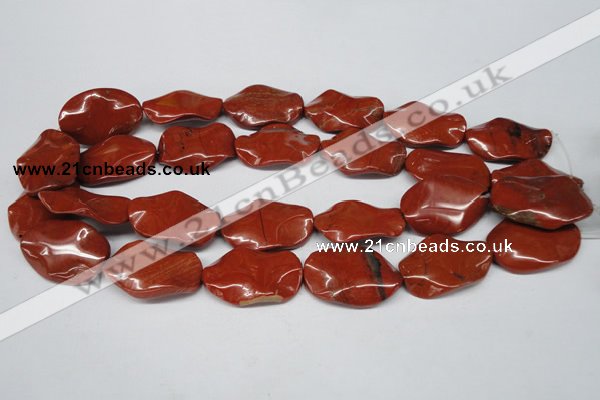 CTW308 15.5 inches 20*30mm wavy oval red jasper gemstone beads