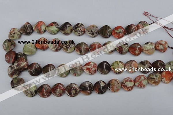 CTW31 15.5 inches 16mm twisted coin rainforest agate beads wholesale