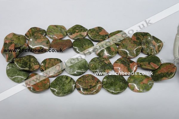 CTW310 15.5 inches 25*30mm wavy oval unakite gemstone beads