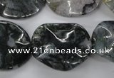 CTW311 15.5 inches 25*30mm wavy oval Indian agate gemstone beads