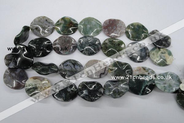 CTW311 15.5 inches 25*30mm wavy oval Indian agate gemstone beads