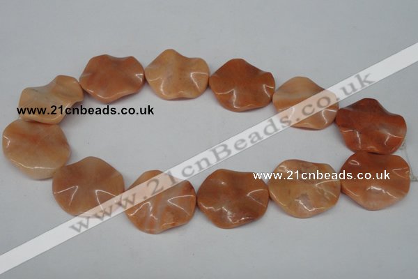 CTW312 15.5 inches 28*32mm wavy oval pink aventurine jade beads