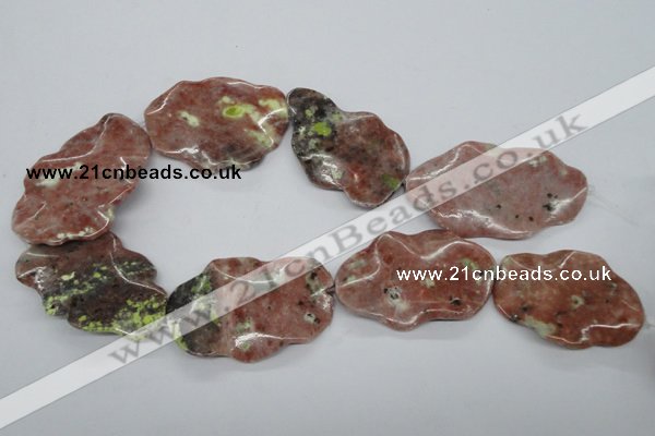 CTW314 15.5 inches 40*50mm wavy oval sesame red jasper gemstone beads