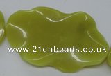 CTW315 15.5 inches 40*60mm wavy oval olive jade gemstone beads