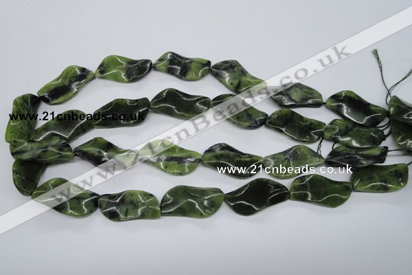 CTW318 15.5 inches 15*30mm wavy marquise Canadian jade beads