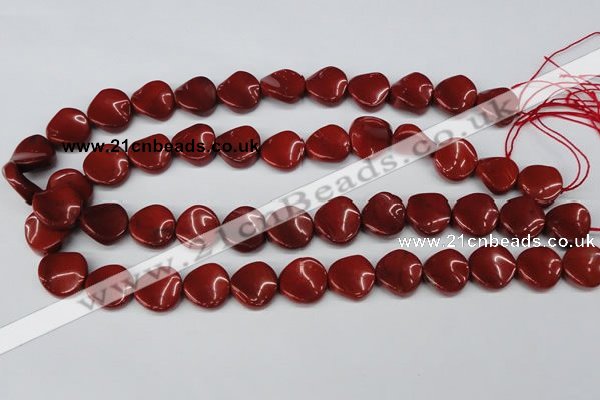 CTW32 15.5 inches 16mm twisted coin red jasper beads wholesale