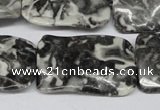 CTW323 15.5 inches 20*30mm wavy rectangle black & white jasper beads