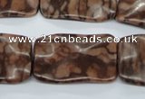 CTW324 15.5 inches 20*30mm wavy rectangle red line jasper beads