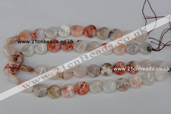 CTW33 15.5 inches 16mm twisted coin agate gemstone beads wholesale