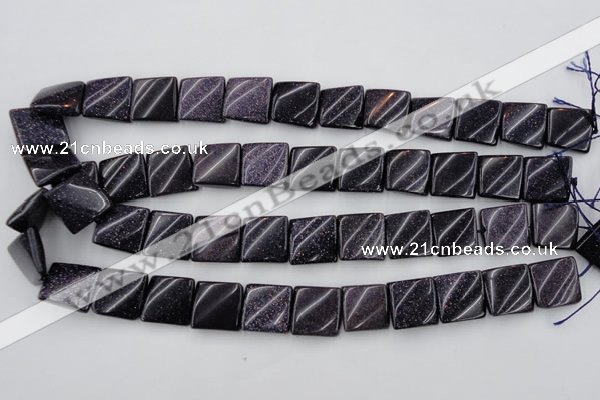 CTW352 15.5 inches 16*16mm twisted square blue goldstone beads