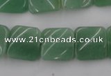 CTW354 15.5 inches 16*16mm twisted square green aventurine beads