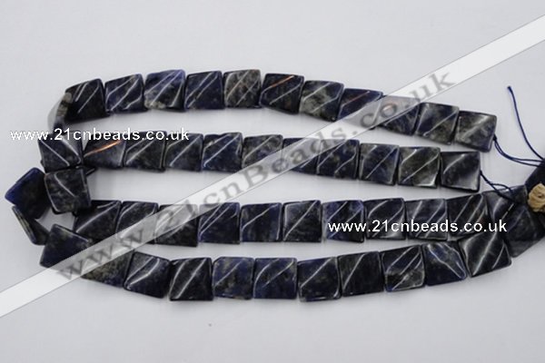 CTW355 15.5 inches 16*16mm twisted square sodalite gemstone beads