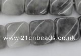 CTW357 15.5 inches 16*16mm twisted square eagle eye jasper beads