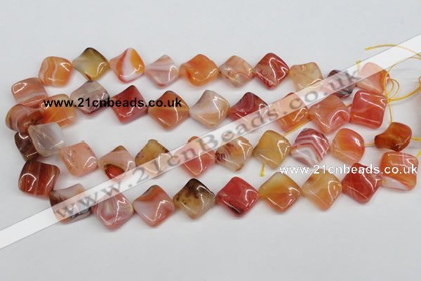 CTW36 15.5 inches 15*15mm twisted diamond agate gemstone beads