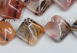 CTW37 15.5 inches 15*15mm twisted diamond agate gemstone beads