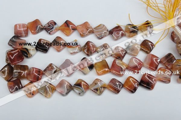 CTW37 15.5 inches 15*15mm twisted diamond agate gemstone beads