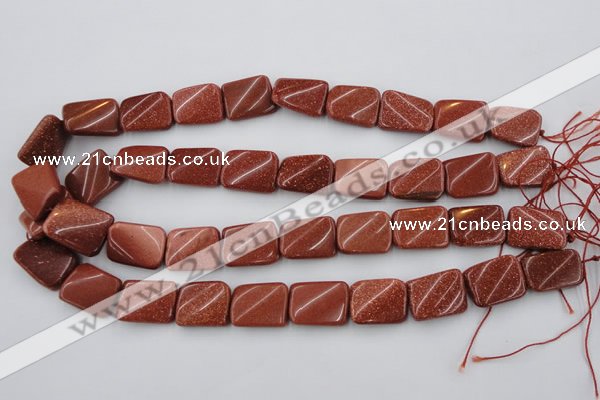 CTW370 15.5 inches 15*20mm twisted rectangle goldstone beads