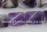 CTW372 15.5 inches 15*20mm twisted rectangle dogtooth amethyst beads