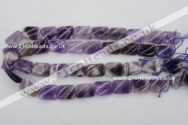 CTW372 15.5 inches 15*20mm twisted rectangle dogtooth amethyst beads