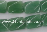 CTW373 15.5 inches 15*20mm twisted rectangle green aventurine beads