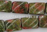 CTW374 15.5 inches 15*20mm twisted rectangle unakite gemstone beads