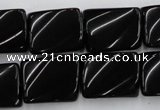 CTW377 15.5 inches 15*20mm twisted rectangle black agate beads