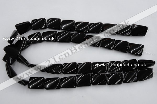 CTW377 15.5 inches 15*20mm twisted rectangle black agate beads