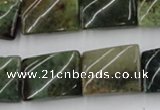 CTW378 15.5 inches 15*20mm twisted rectangle moss agate beads