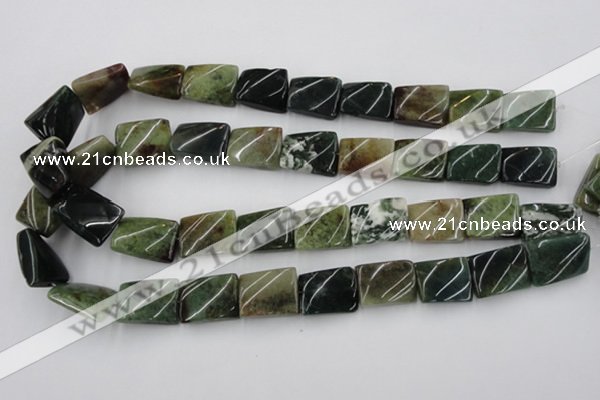 CTW378 15.5 inches 15*20mm twisted rectangle moss agate beads