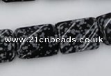 CTW379 15.5 inches 15*20mm twisted rectangle snowflake obsidian beads