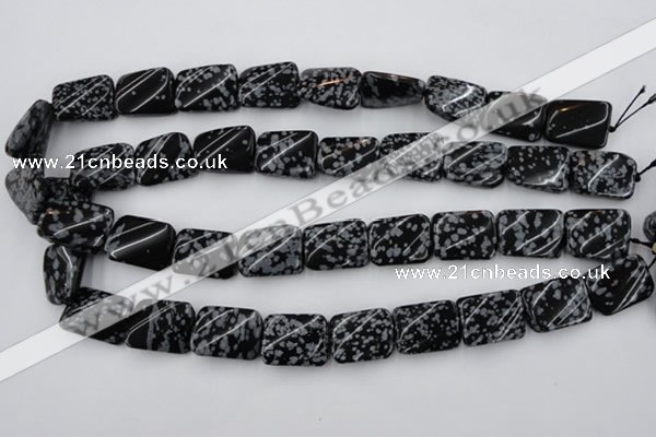 CTW379 15.5 inches 15*20mm twisted rectangle snowflake obsidian beads