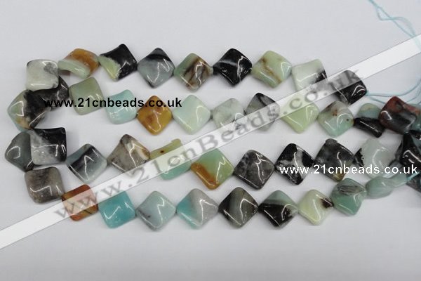 CTW38 15.5 inches 15*15mm twisted diamond amazonite beads