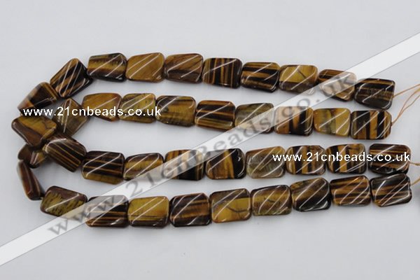 CTW380 15.5 inches 15*20mm twisted rectangle yellow tiger eye beads