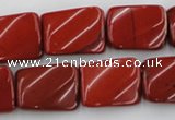 CTW382 15.5 inches 15*20mm twisted rectangle red jasper beads