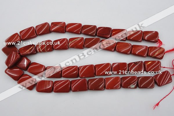 CTW382 15.5 inches 15*20mm twisted rectangle red jasper beads