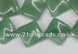 CTW39 15.5 inches 15*15mm twisted diamond green aventurine beads