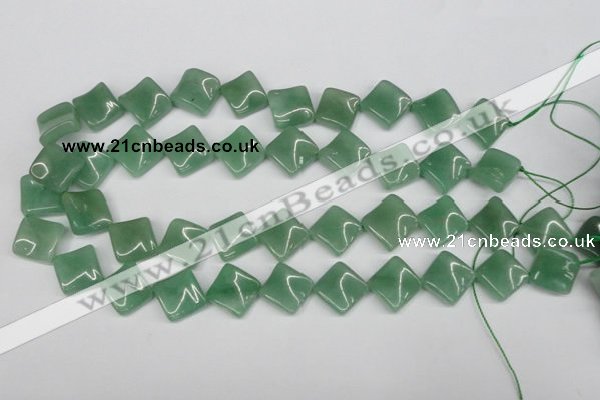 CTW39 15.5 inches 15*15mm twisted diamond green aventurine beads