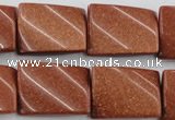 CTW390 15.5 inches 18*25mm twisted rectangle goldstone beads