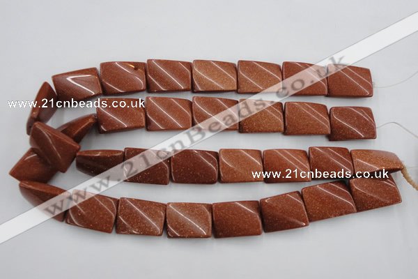 CTW390 15.5 inches 18*25mm twisted rectangle goldstone beads