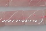 CTW391 15.5 inches 18*25mm twisted rectangle rose quartz beads
