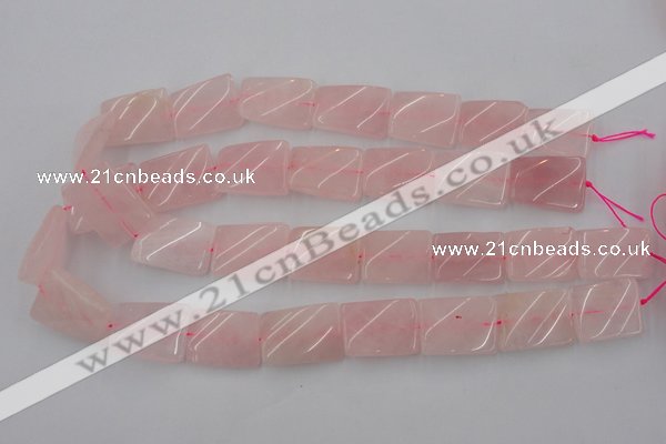 CTW391 15.5 inches 18*25mm twisted rectangle rose quartz beads