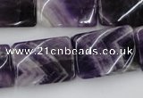 CTW392 15.5 inches 18*25mm twisted rectangle dogtooth amethyst beads