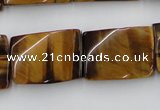 CTW394 15.5 inches 18*25mm twisted rectangle yellow tiger eye beads