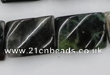 CTW395 15.5 inches 18*25mm twisted rectangle moss agate beads