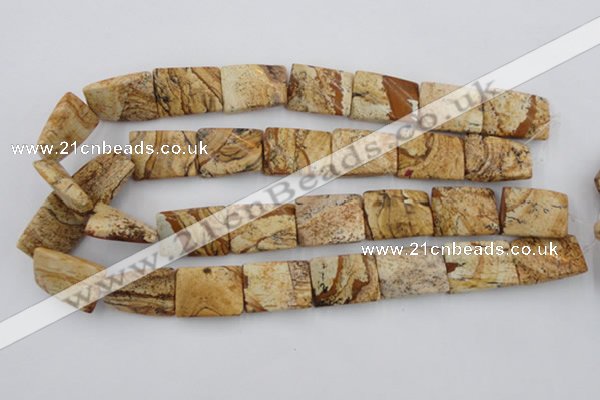 CTW396 15.5 inches 18*25mm twisted rectangle picture jasper beads