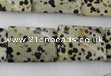 CTW397 15.5 inches 18*25mm twisted rectangle dalmatian jasper beads