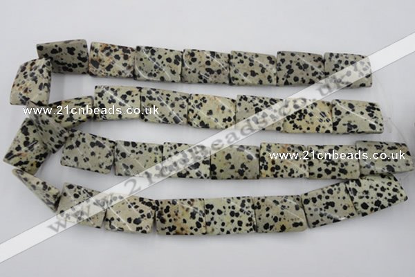 CTW397 15.5 inches 18*25mm twisted rectangle dalmatian jasper beads